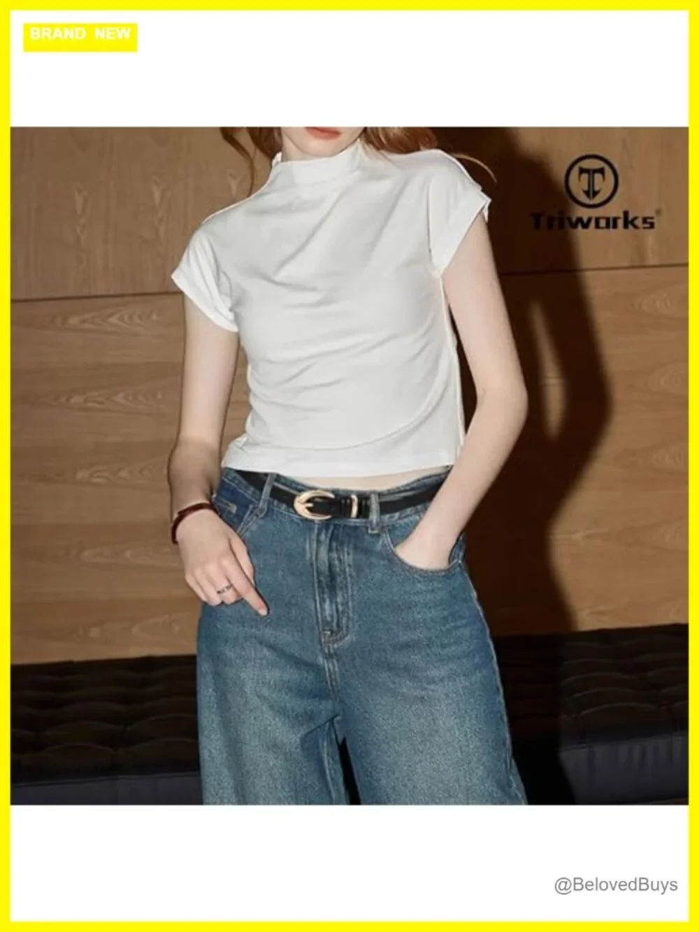 Women's Faux Leather Belt with Gold Buckle for Jeans, Pants & Dresses